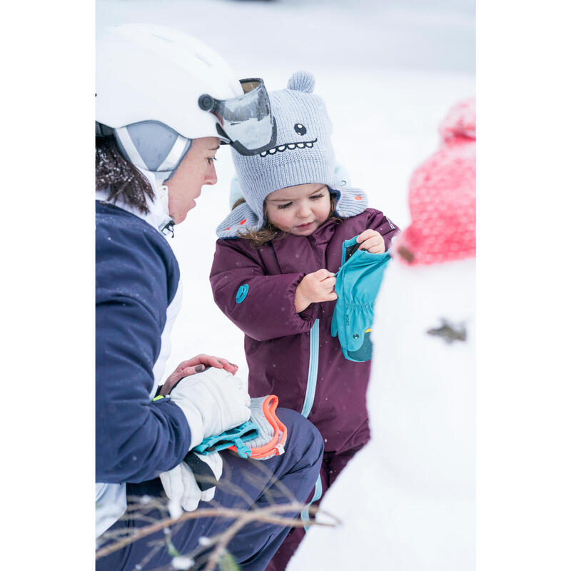 Warme ski-/sleemuts voor peuters en kleuters grijs/blauw