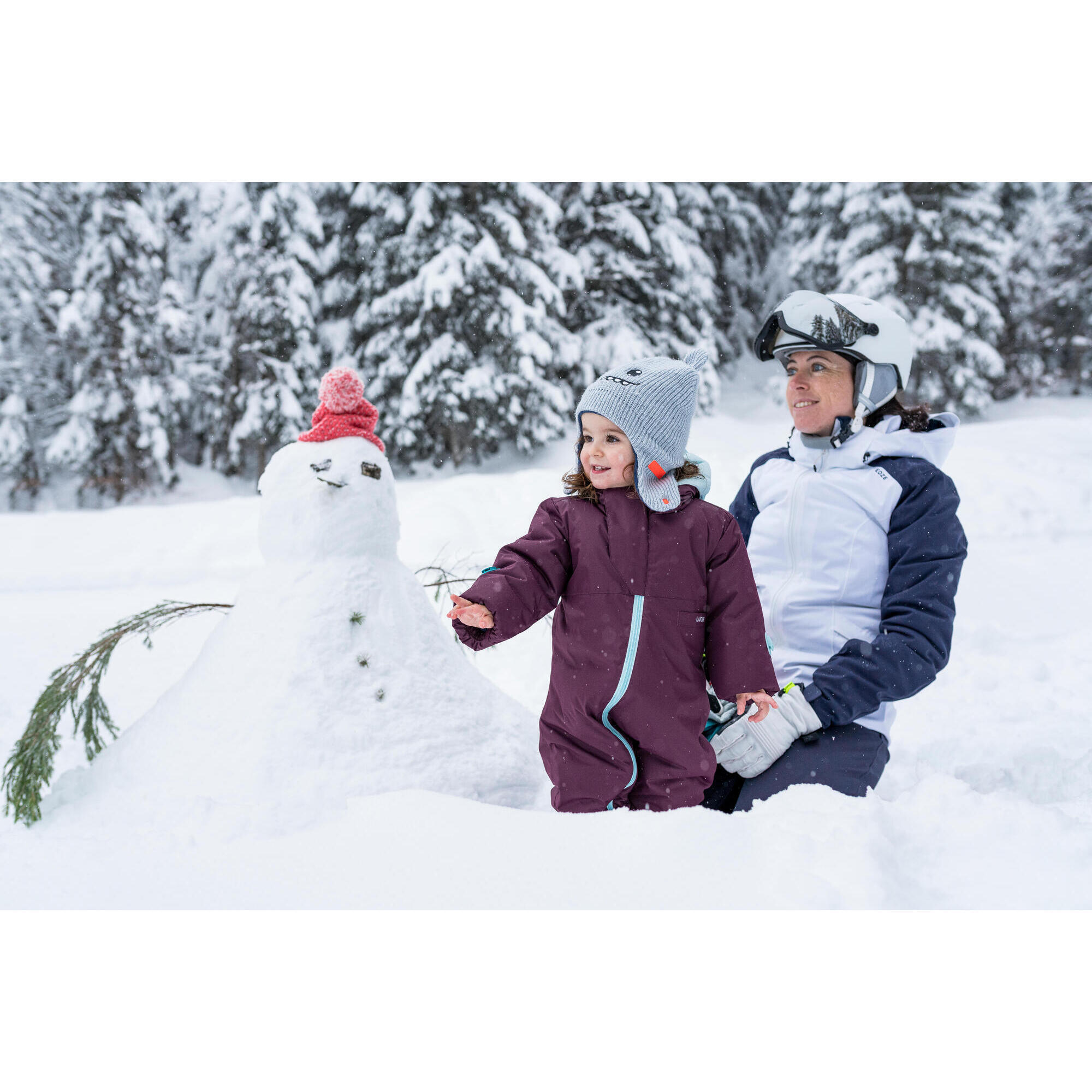 Cappello da sci / slitta per bambini - grigio e blu caldo