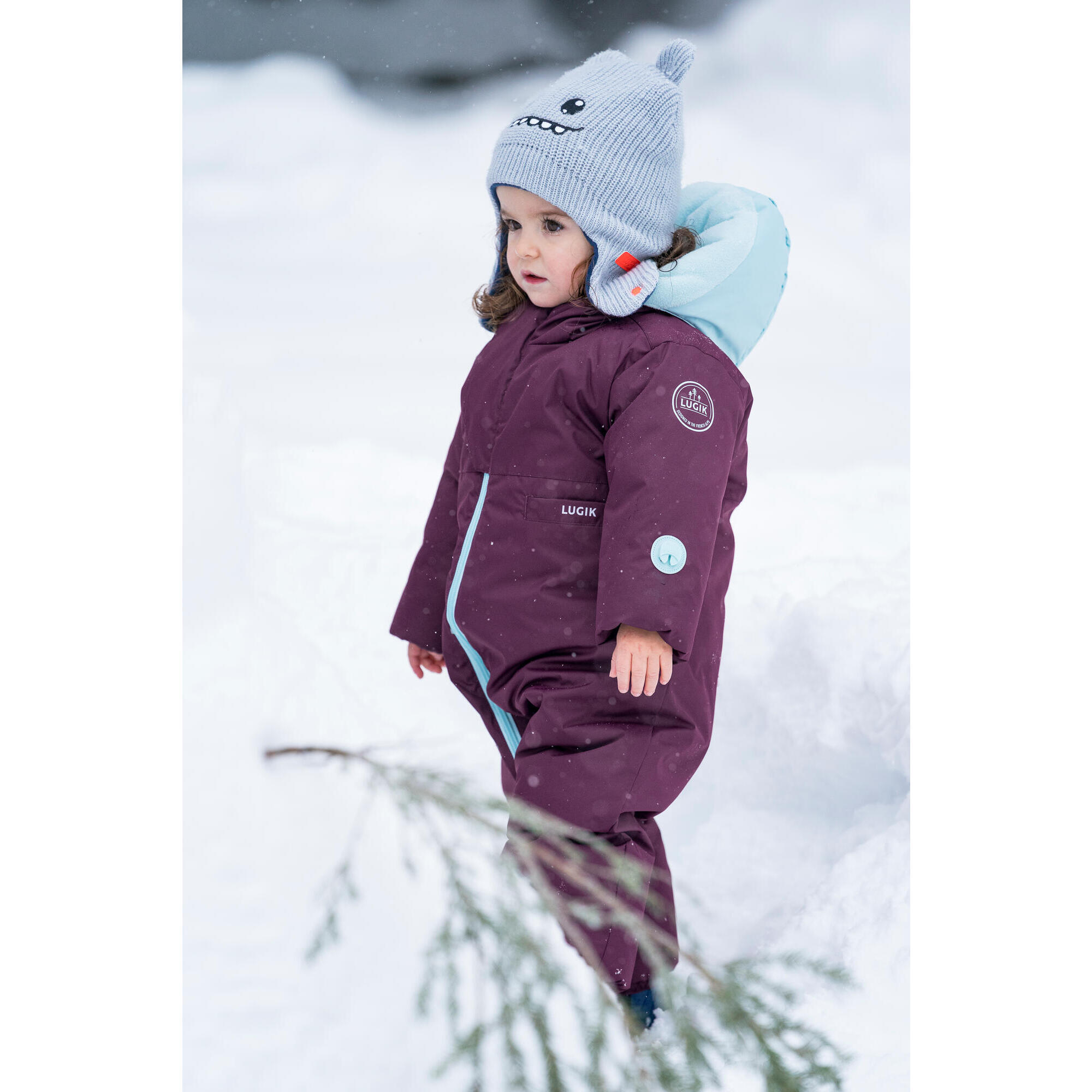 Baby ski / luge hat - WARM grey and blue