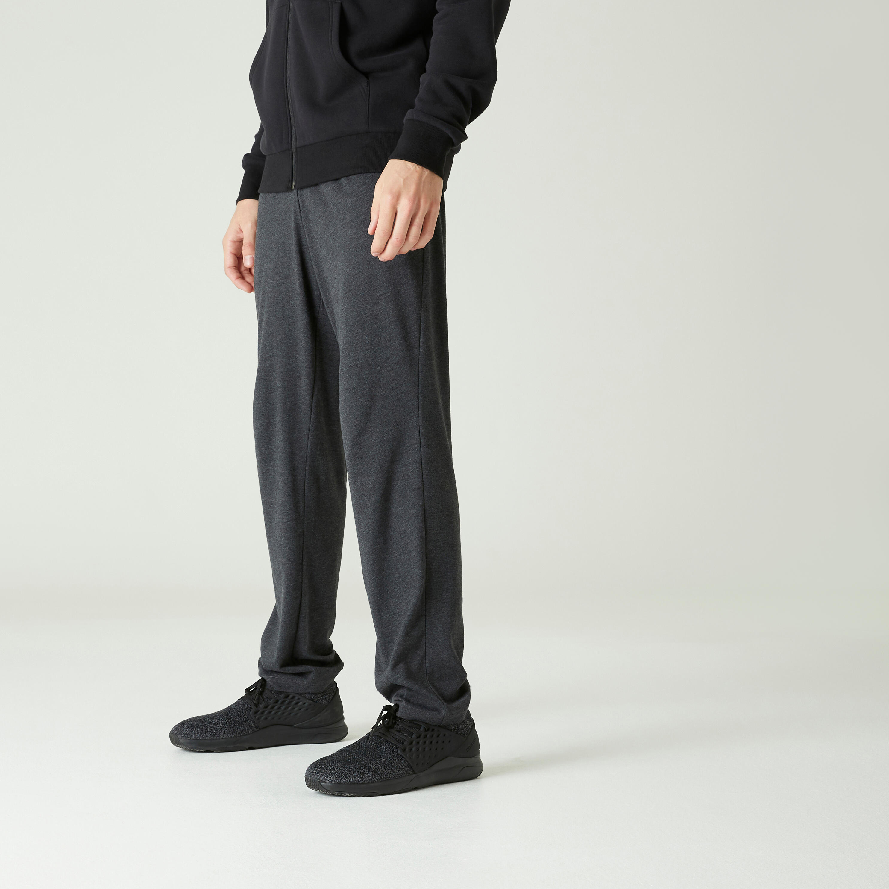 Men's Regular Fit Pants - 120 - black, black - Domyos - Decathlon