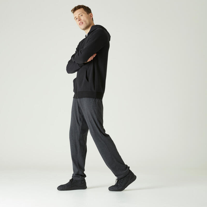 Pantalón chándal fitness algodón ajustado Hombre Domyos 500+ gris claro -  Decathlon