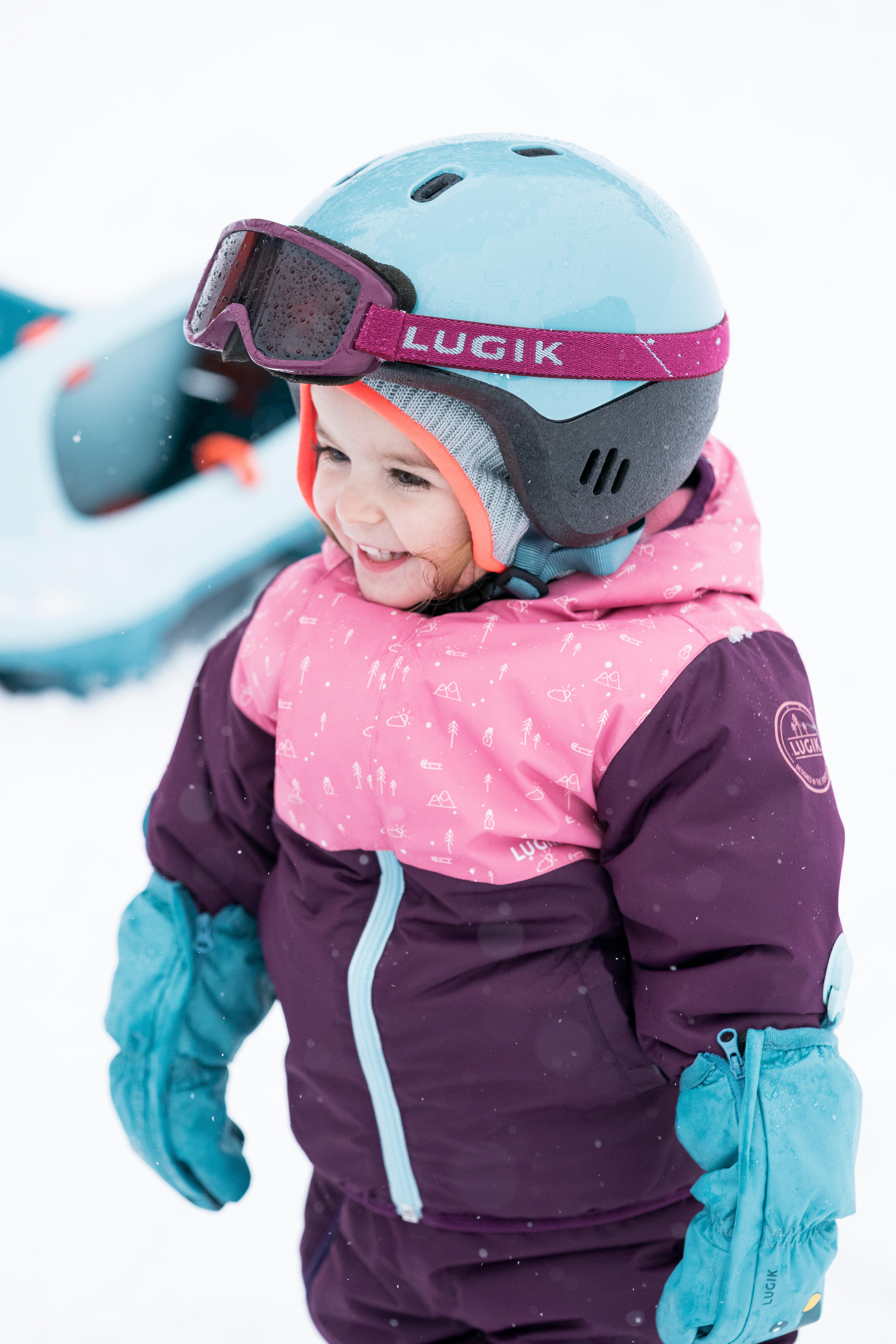 Gants de ski pour bébés enfants filles bébé dessin animé imprimé chaud  tricoté bébé gants de neige tirer sur les mitaines de mode d'hiver Huarache  (violet, L)