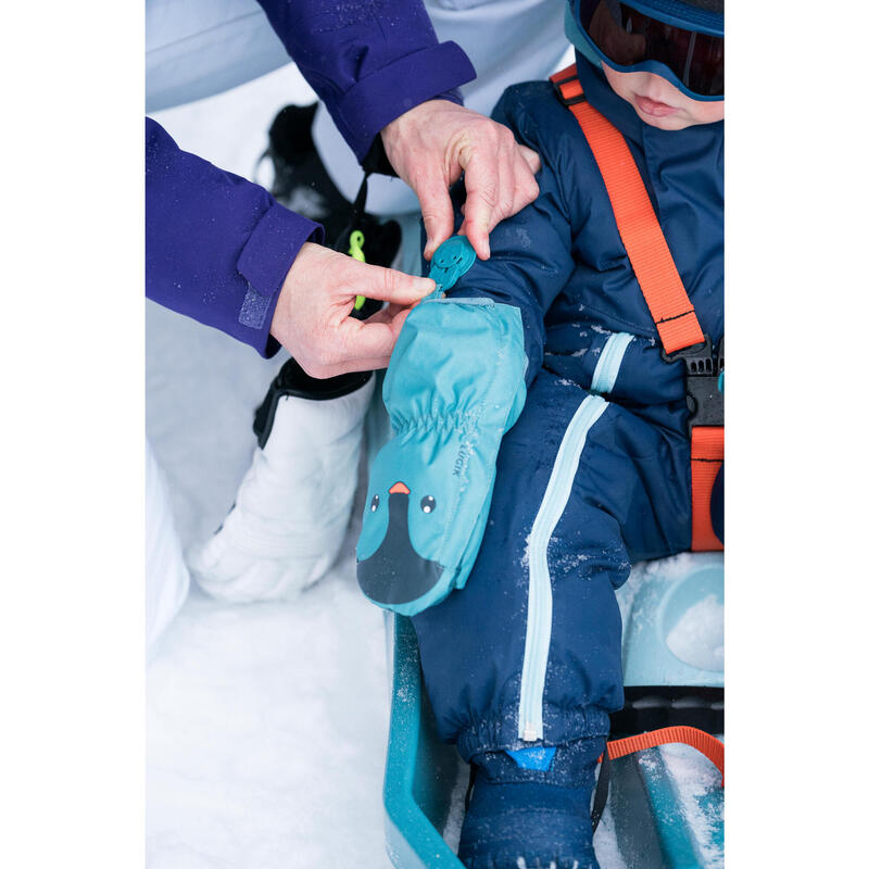兒童滑雪防水保暖 Lugiklip 手套 - 藍綠 WED'ZE