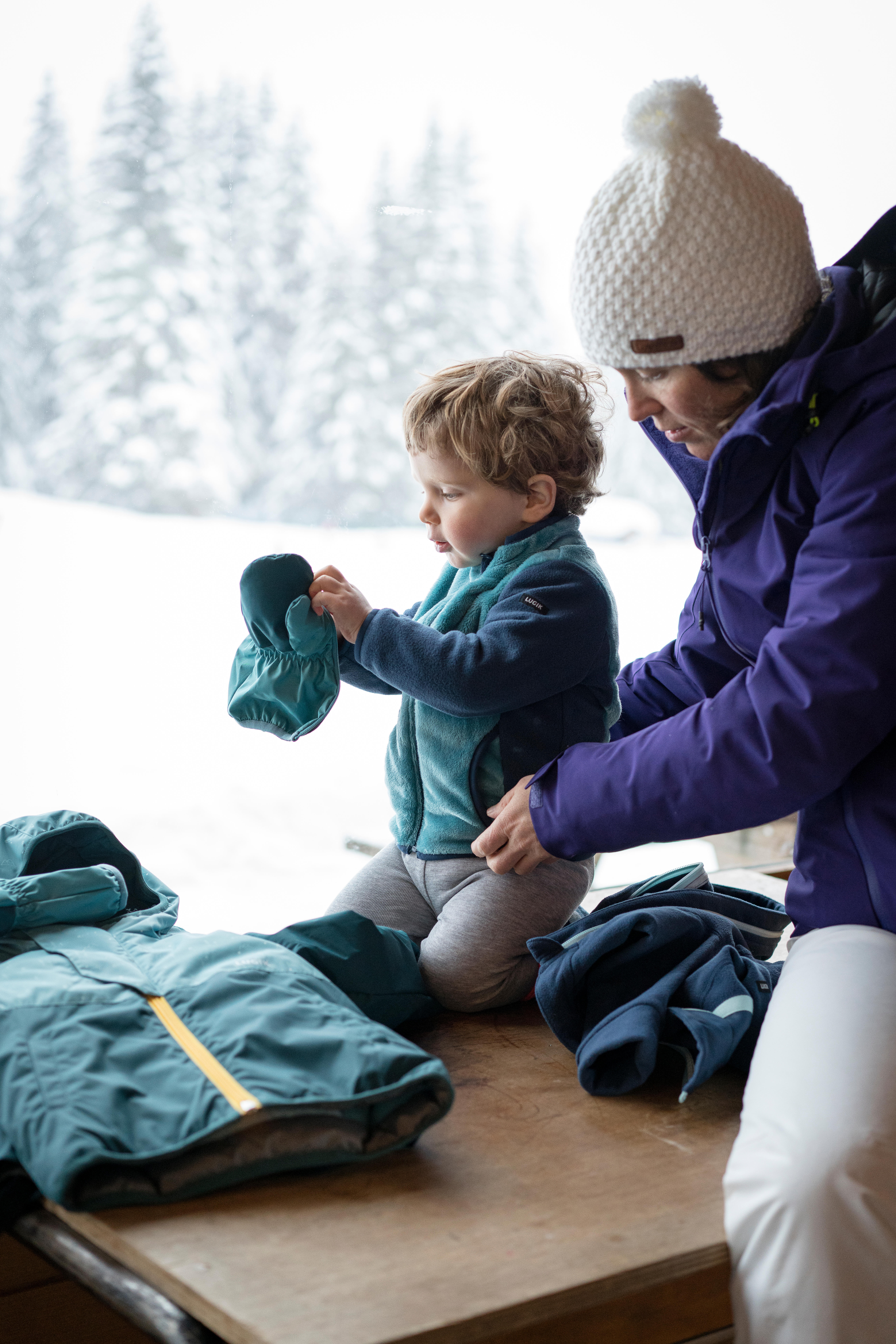 Manteau en laine polaire enfant - 500 Mid-Warm bleu - WEDZE