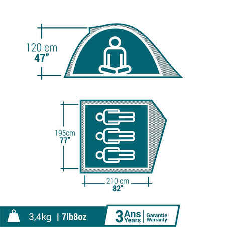 Σκηνή Camping MH100 - 3 ατόμων