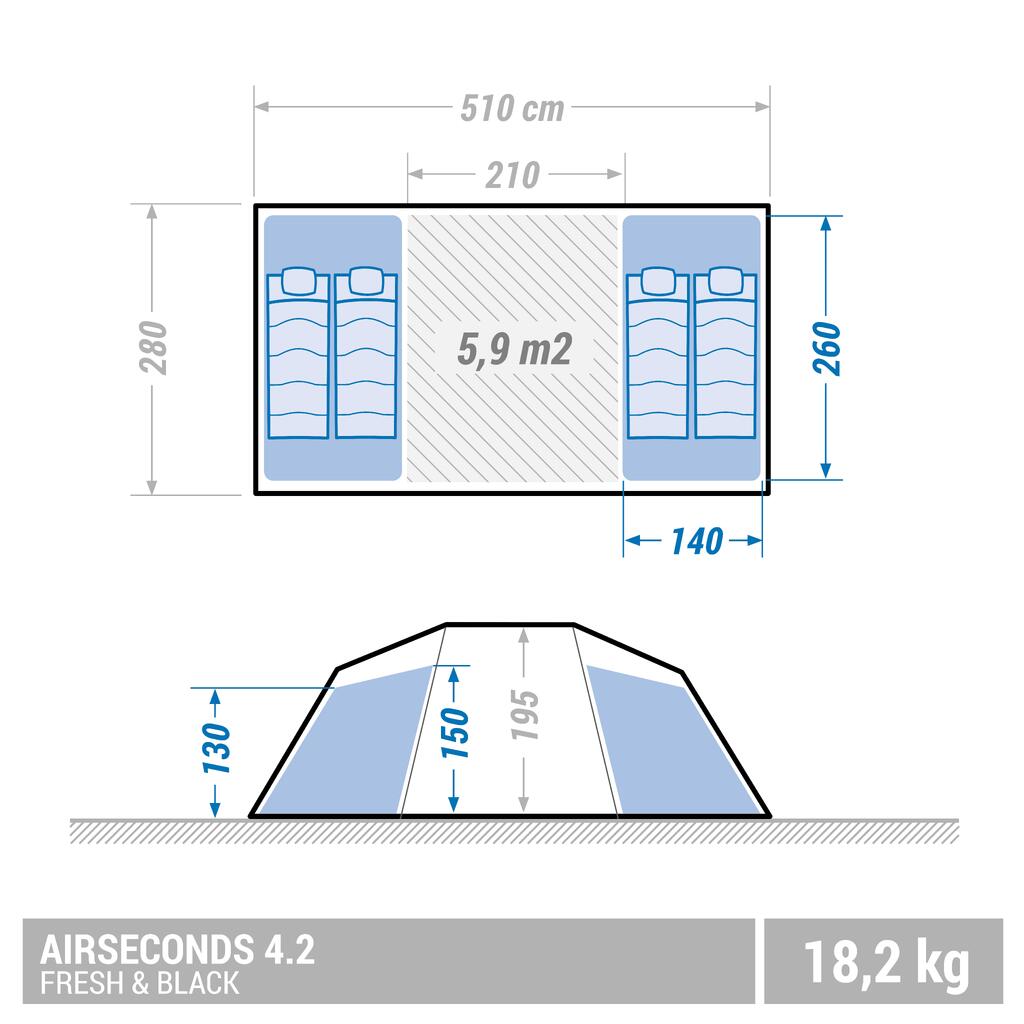 Inflatable camping tent - Air Seconds 4.2 F&B - 4 Person - 2 Bedroom