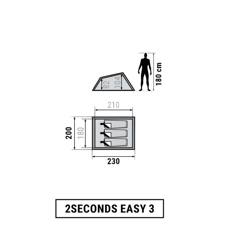 Cort Camping 2 Seconds 3 persoane Albastru