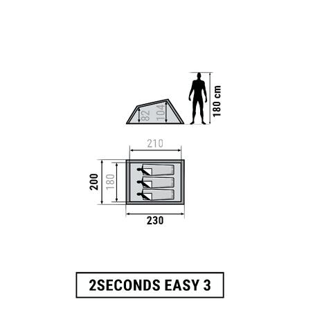 Tente de camping - 2 SECONDS - 3 places