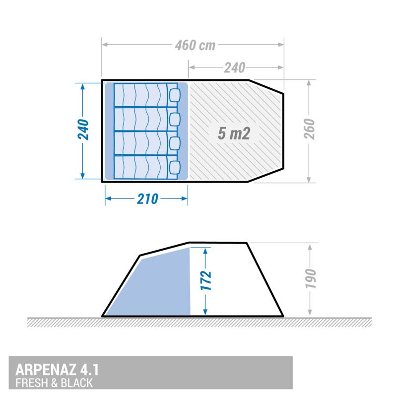 PRODUCTO OCASIÓN: Tienda de Campaña Familiar Camping Arpenaz 4.1 Fresh&Black 4 P