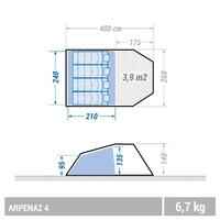 Camping tent with poles - Arpenaz 4 - 4 Person - 1 Bedroom
