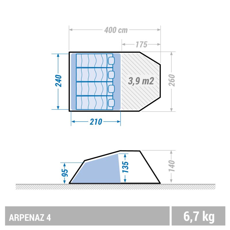 Tente à arceaux de camping - Arpenaz 4 - 4 Personnes - 1 Chambre