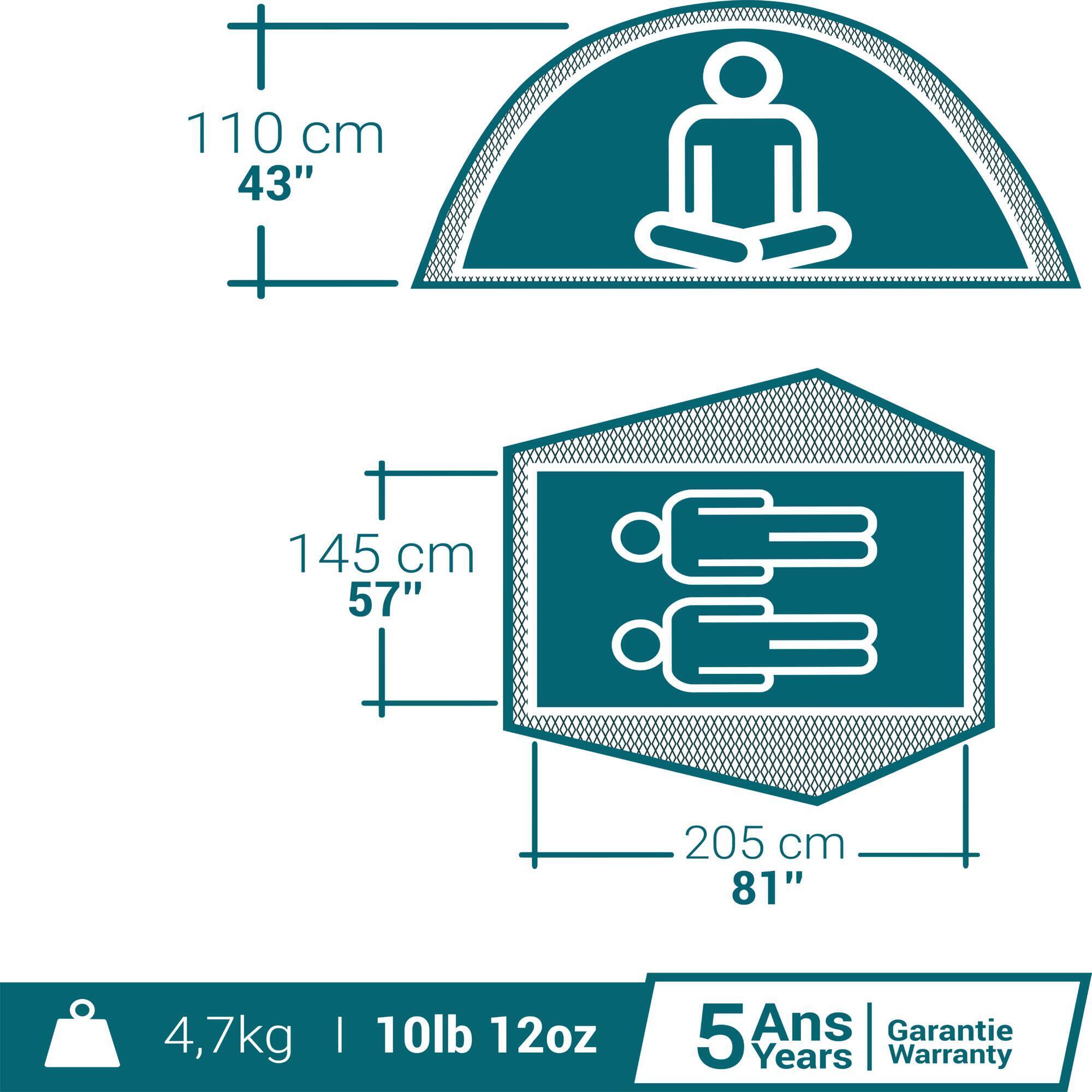 CAMPING TENT 2 SECONDS EASY - FRESH & BLACK - 2 PERSON 2/30