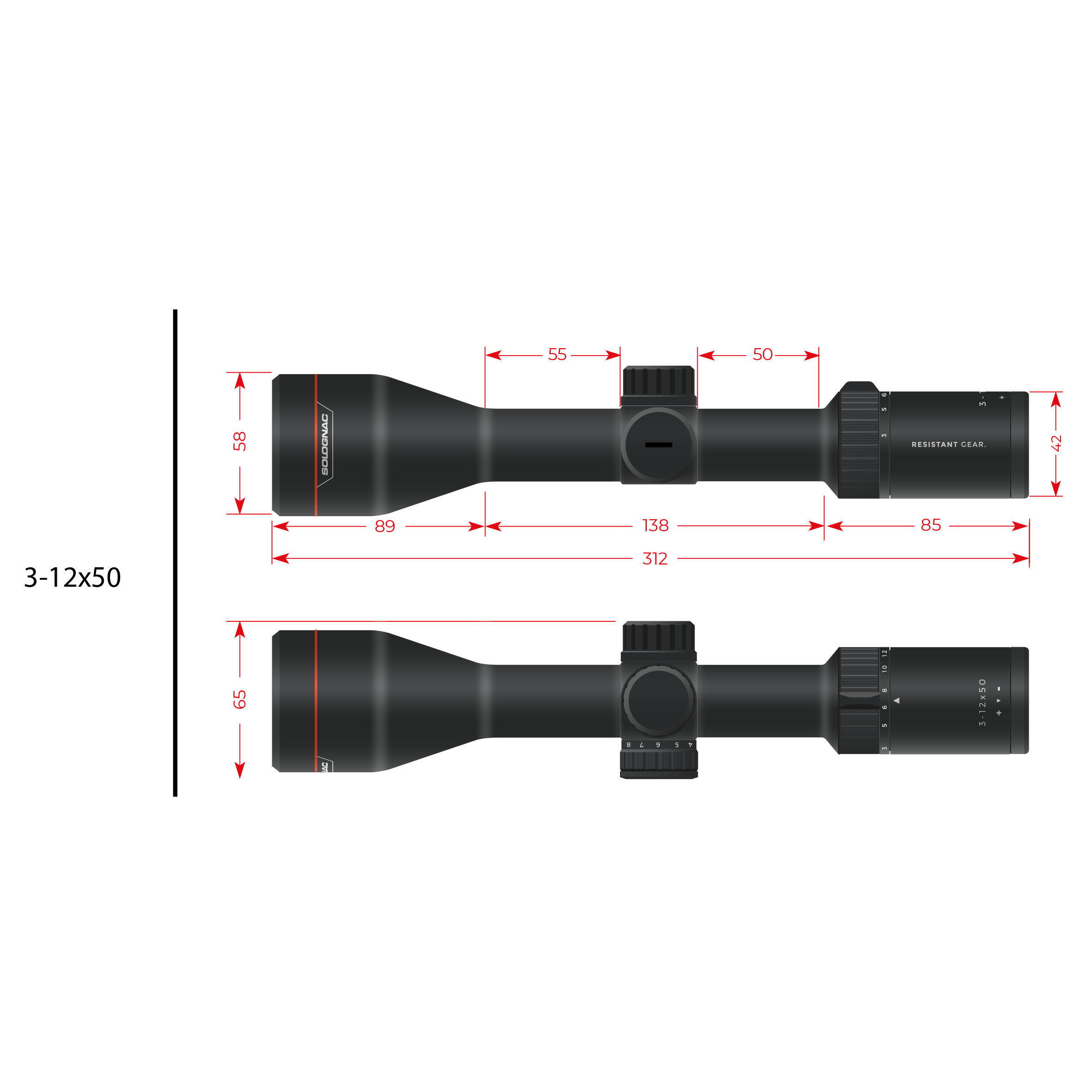 Telescopic Rifle Scope 3-12x50 6/14