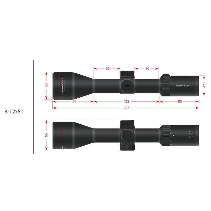 Lunette de visée carabine 3-12x50