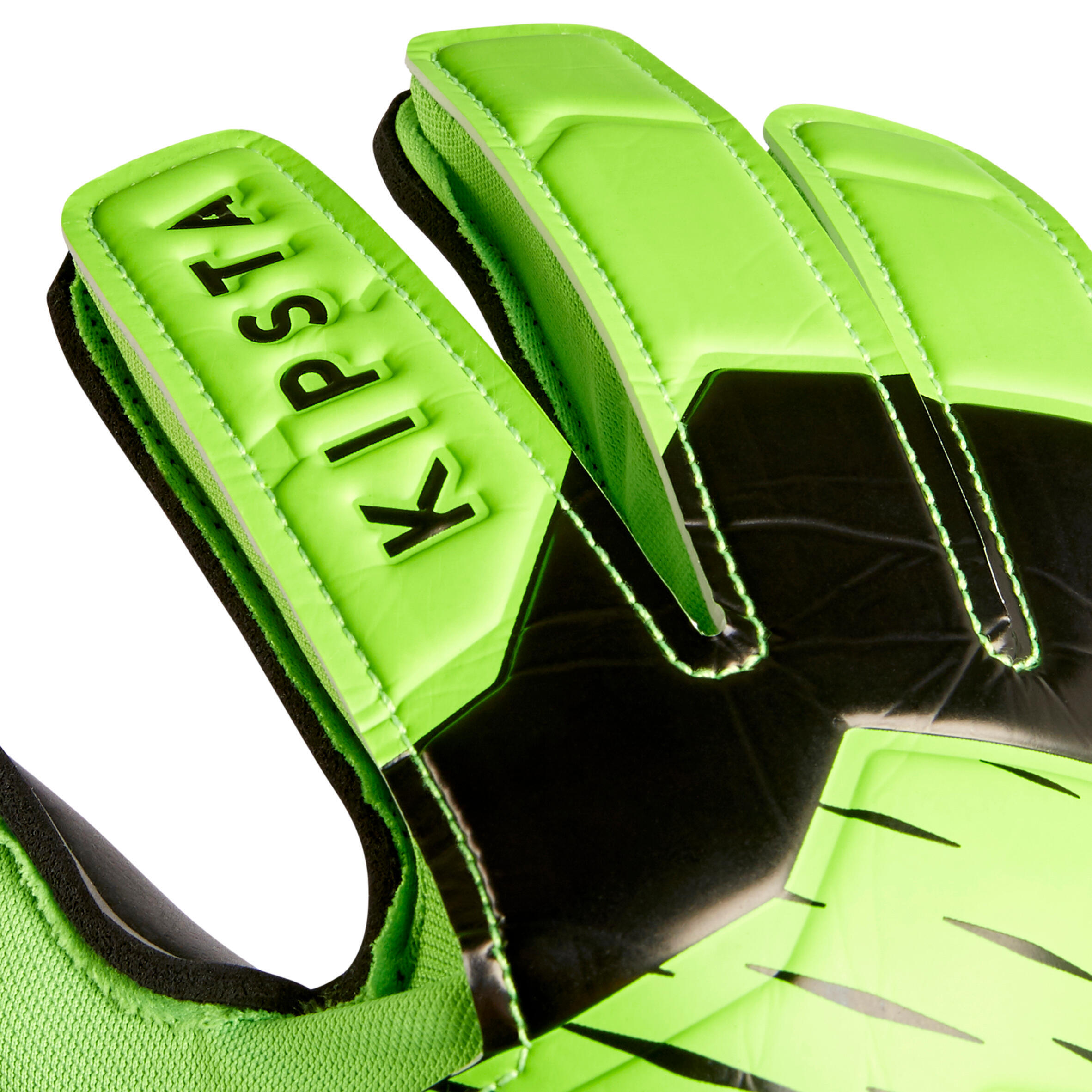 GUANTES DE ARQUERO FÚTBOL NIÑOS F100 RESIST NEGRO/VERDE 3/4