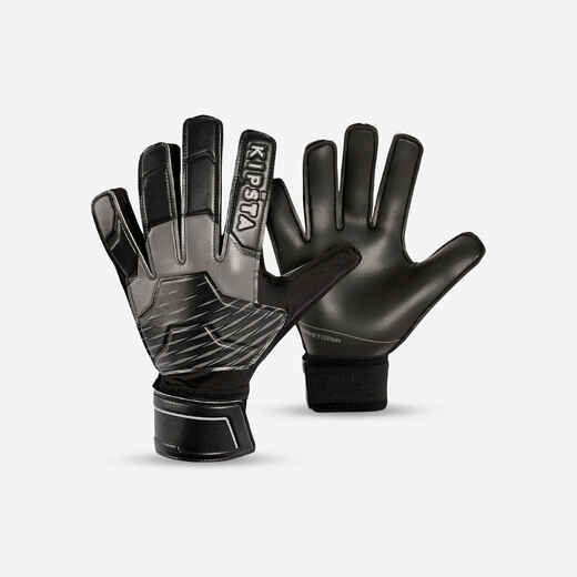 
      Adult Football Goalkeeper Gloves F100 Resist - Black/Grey
  