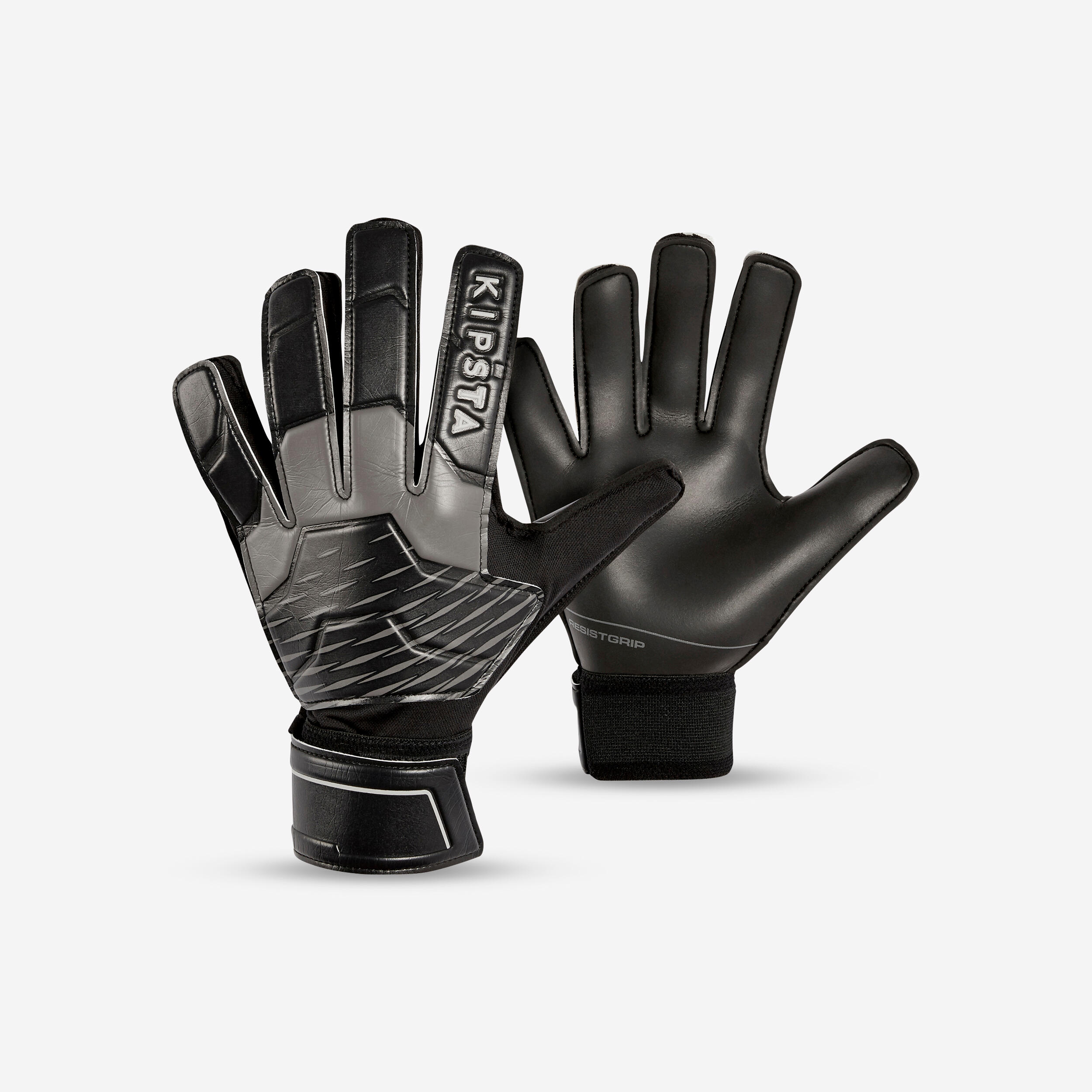 Adult Football Goalkeeper Gloves F100 Resist - Black/Grey 1/4