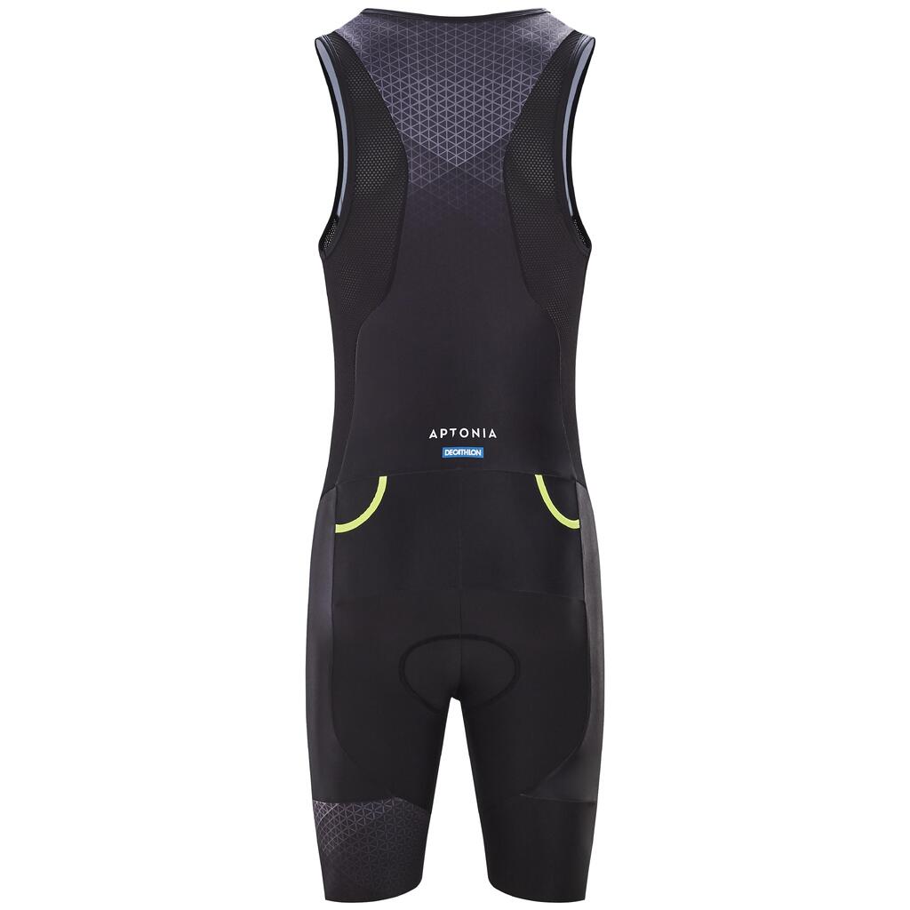 Men's Triathlon Sleeveless SD Front-Zipped Trisuit - Yellow/Black