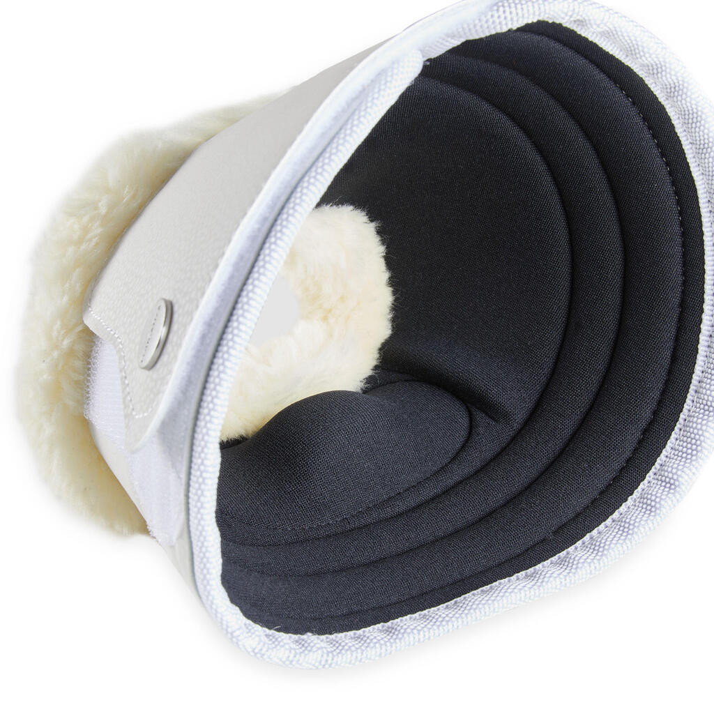 Horse and Pony Set of 2 Synthetic Sheepskin Open Dressage Overreach Boots 500