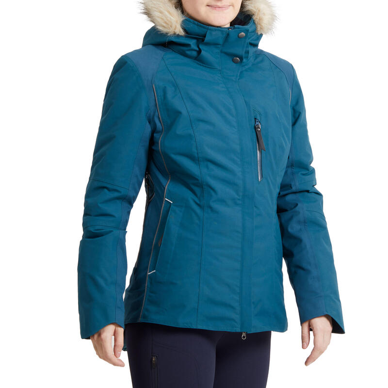 Veste équitation femme chaude et imperméable vert pétrole 580