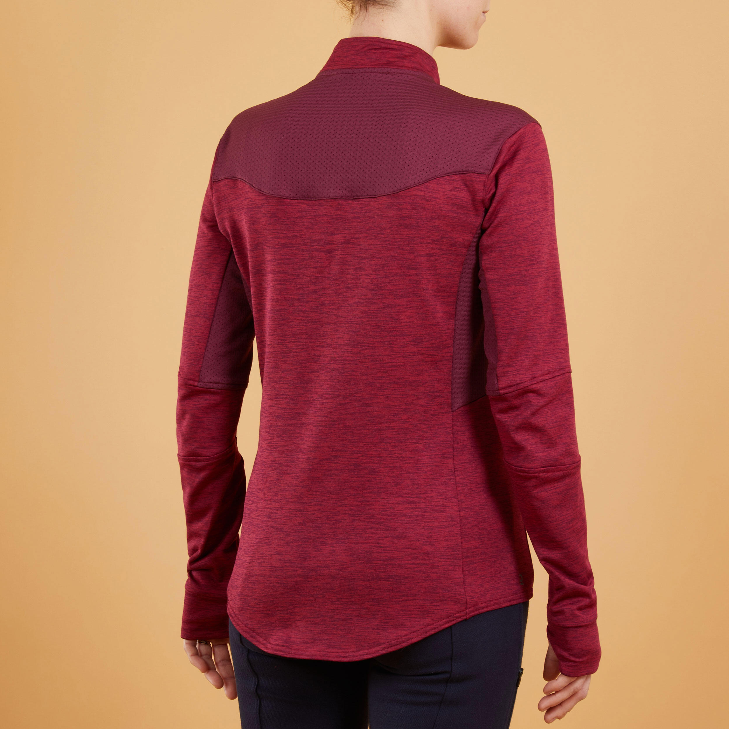 Women's Long-Sleeved Horse Riding Polo Shirt 500 - Purple 3/6