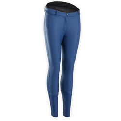 Pantaloni equitazione donna KIPWARM blu-nero