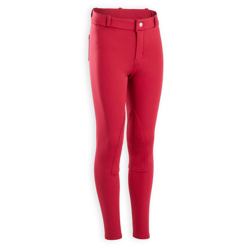 Kids' Warm Horse Riding Jodhpurs 100 - Cardinal Pink