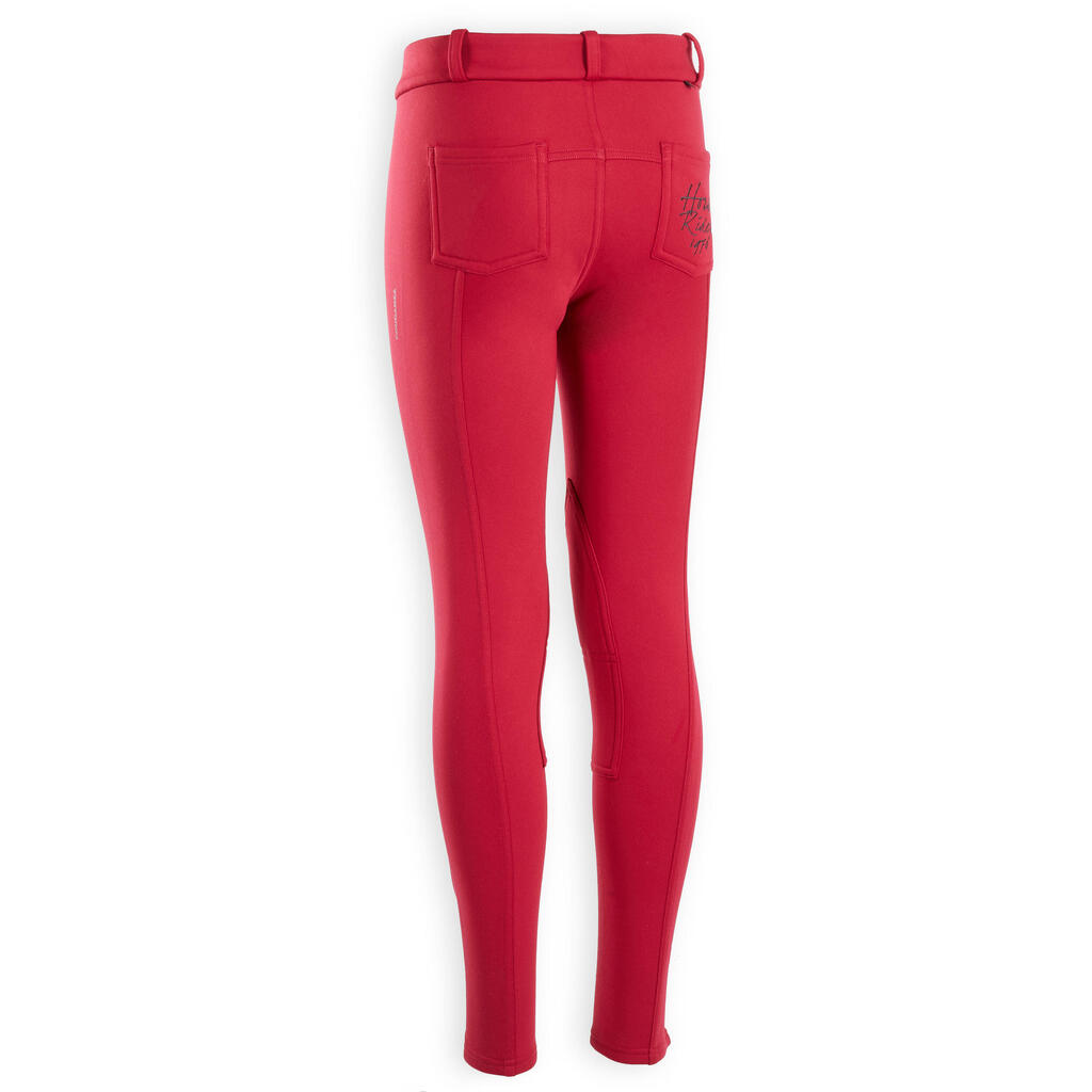 Kids' Warm Horse Riding Jodhpurs 100 - Cardinal Pink