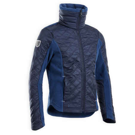 Kids' Horse Riding Bi-Material Warm Fleece 500 - Navy