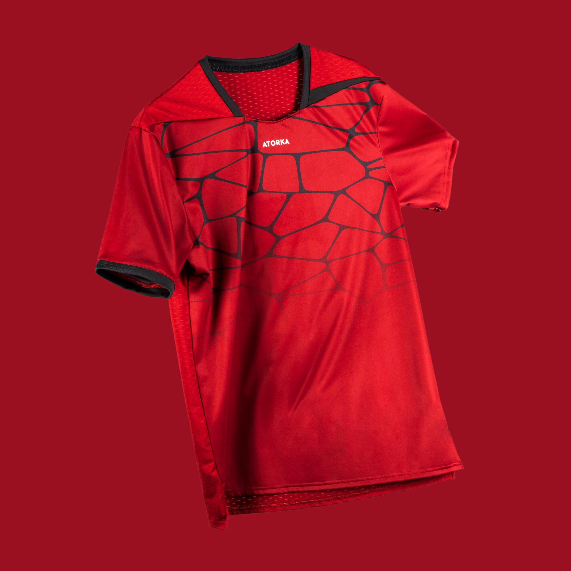 Men's short-sleeved handball jersey - H500 red black