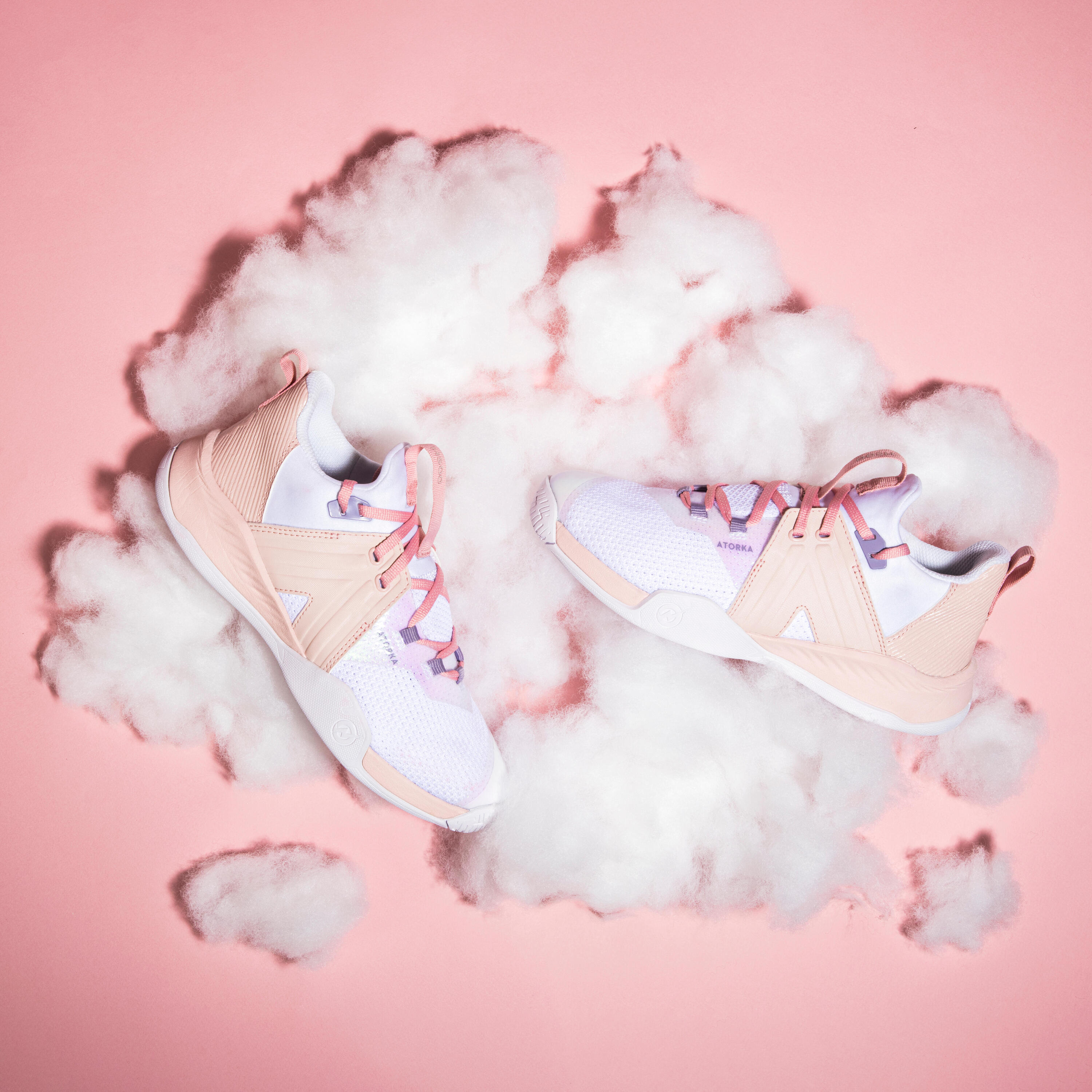 Zapatillas de balonmano Unisex - H500 FASTER rosa blanco 15/16