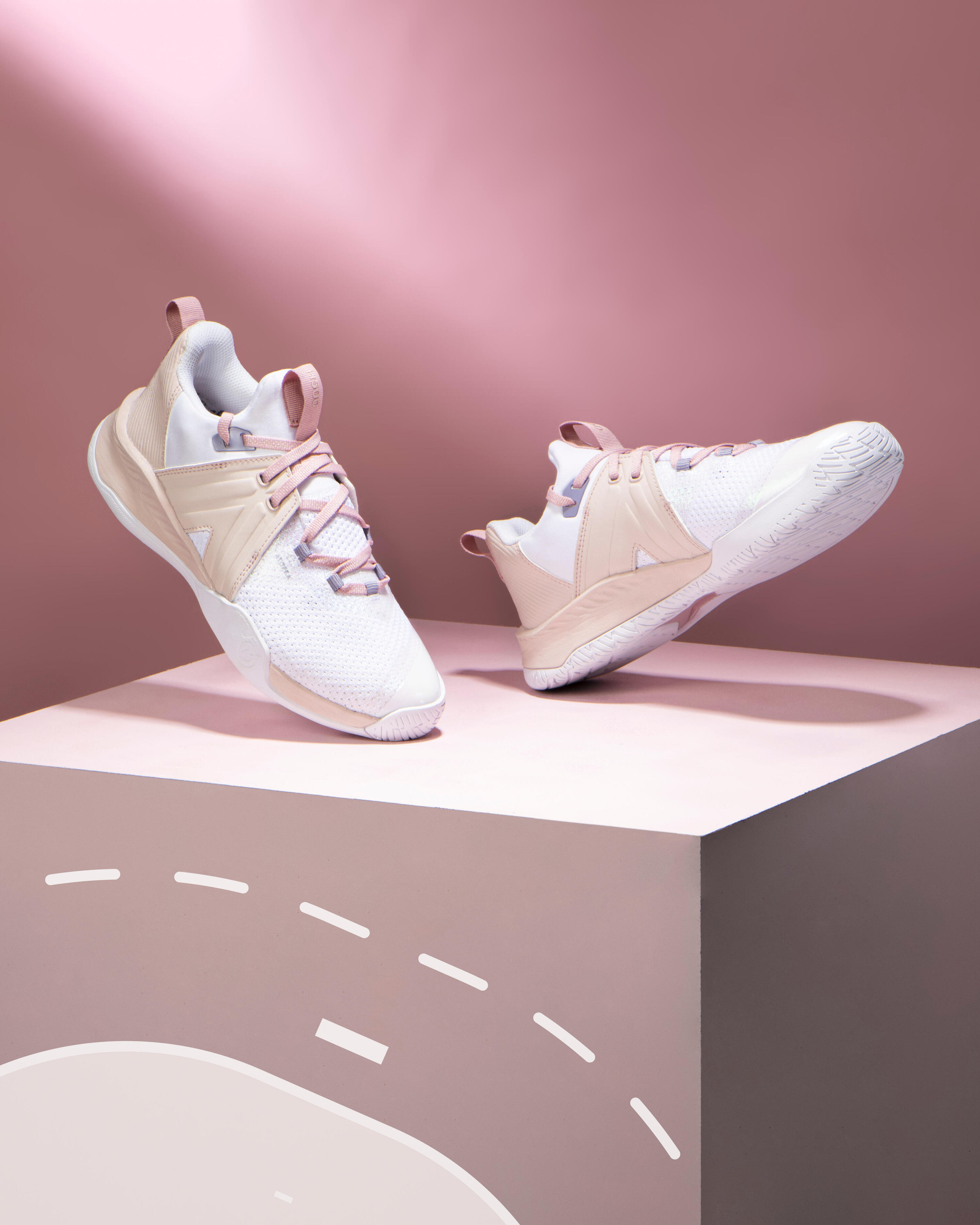 Zapatillas de balonmano Unisex - H500 FASTER rosa blanco 6/16