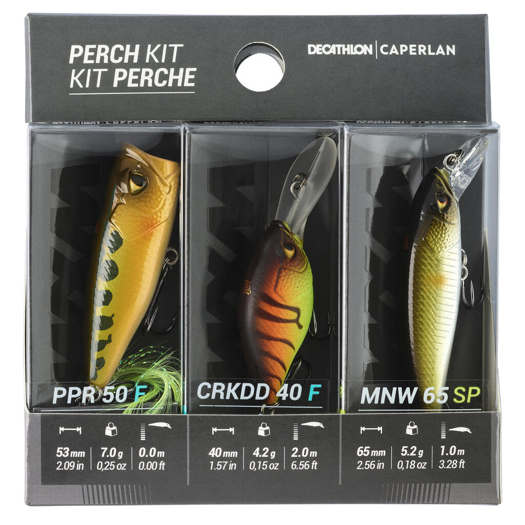 Söödakalakujuliste vabinalantide komplekt landiga püügiks Perch Kit Popper Minnow 3