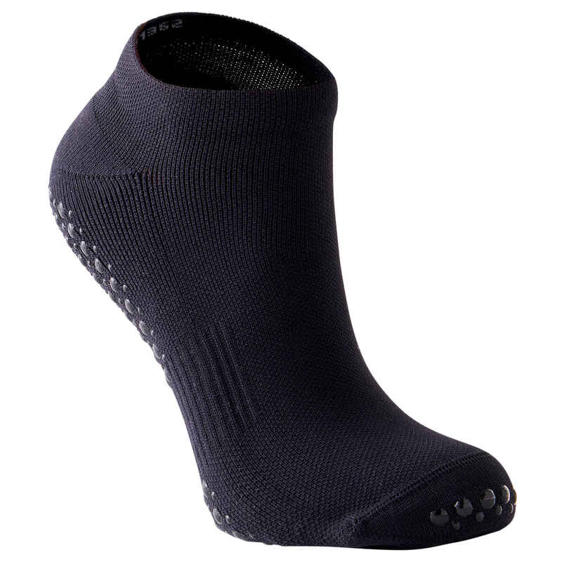 Low Non-Slip Synthetic Fitness Socks 100 - Black