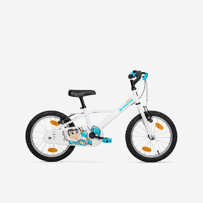 Kinderfiets 16 inch 4.5-6 jaar 100 inuit wit/blauw