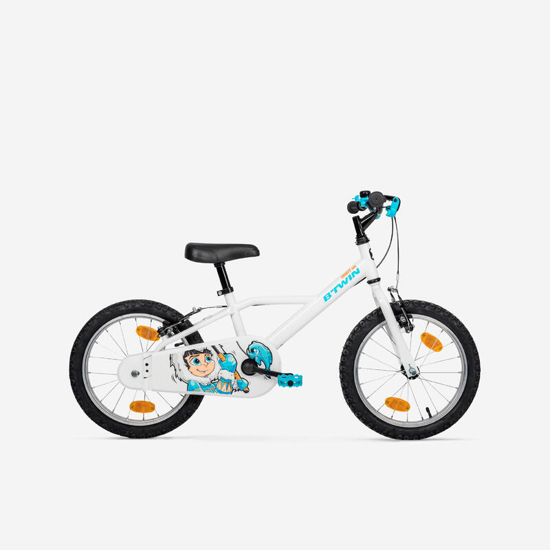 Kinderfiets 16 inch 4,5-6 jaar 100 INUIT wit/blauw