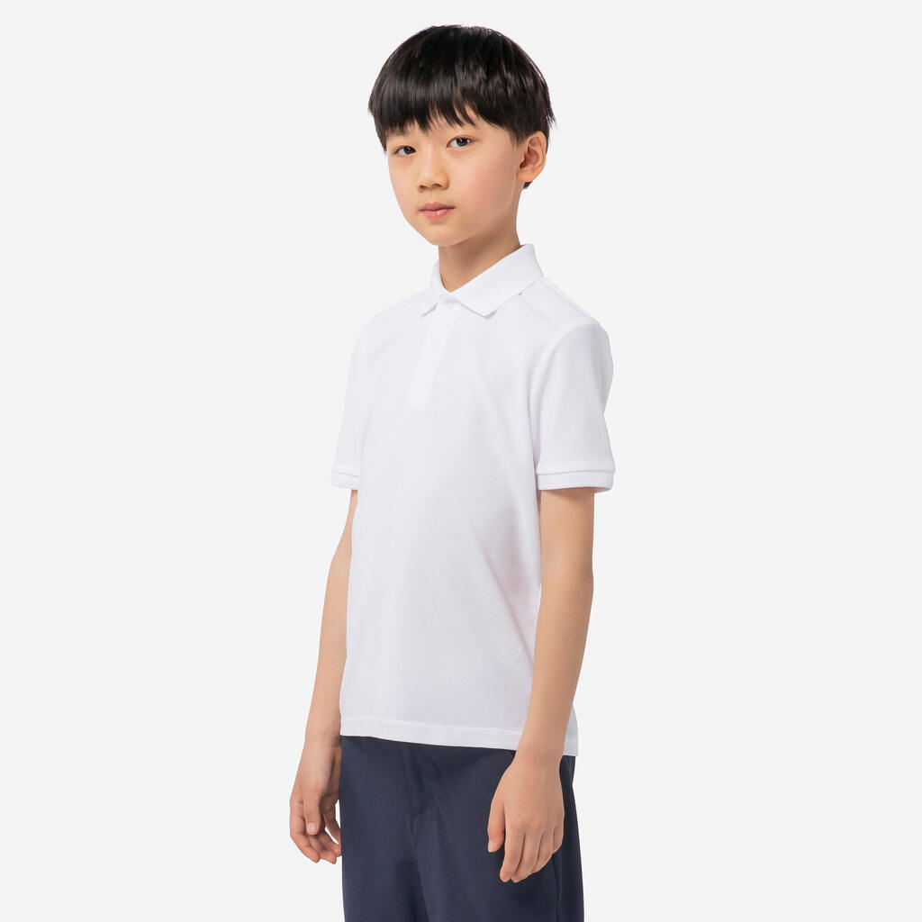 Kids golf short-sleeved polo shirt MW500 pink