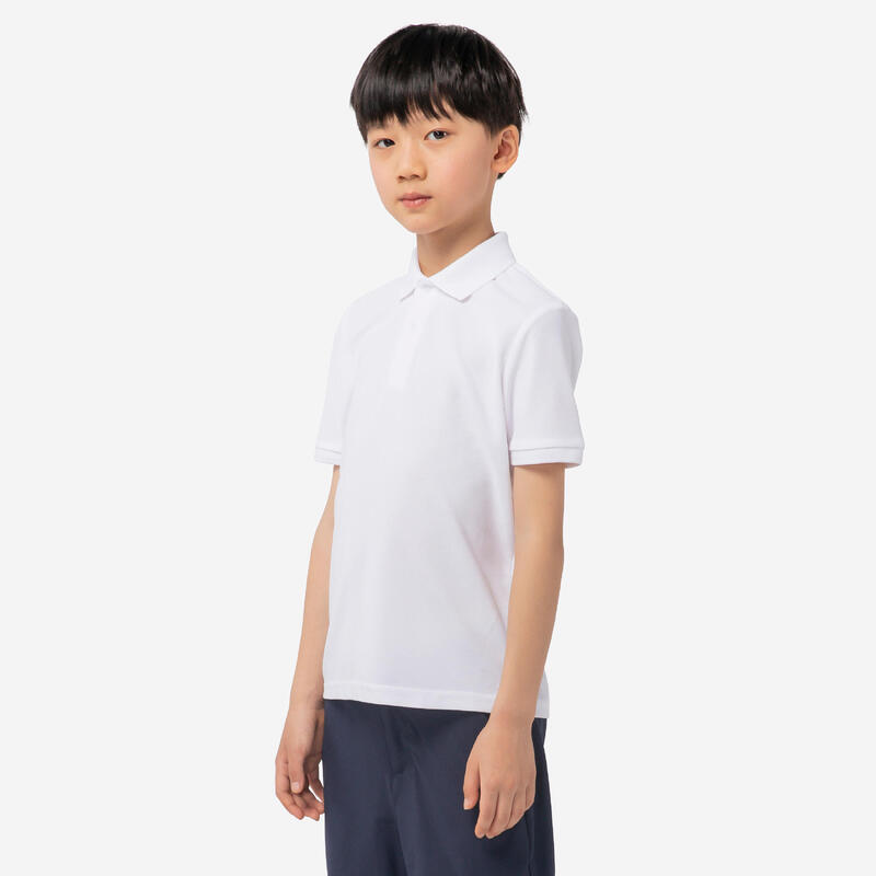 兒童款高爾夫溫和天候Polo衫－白色