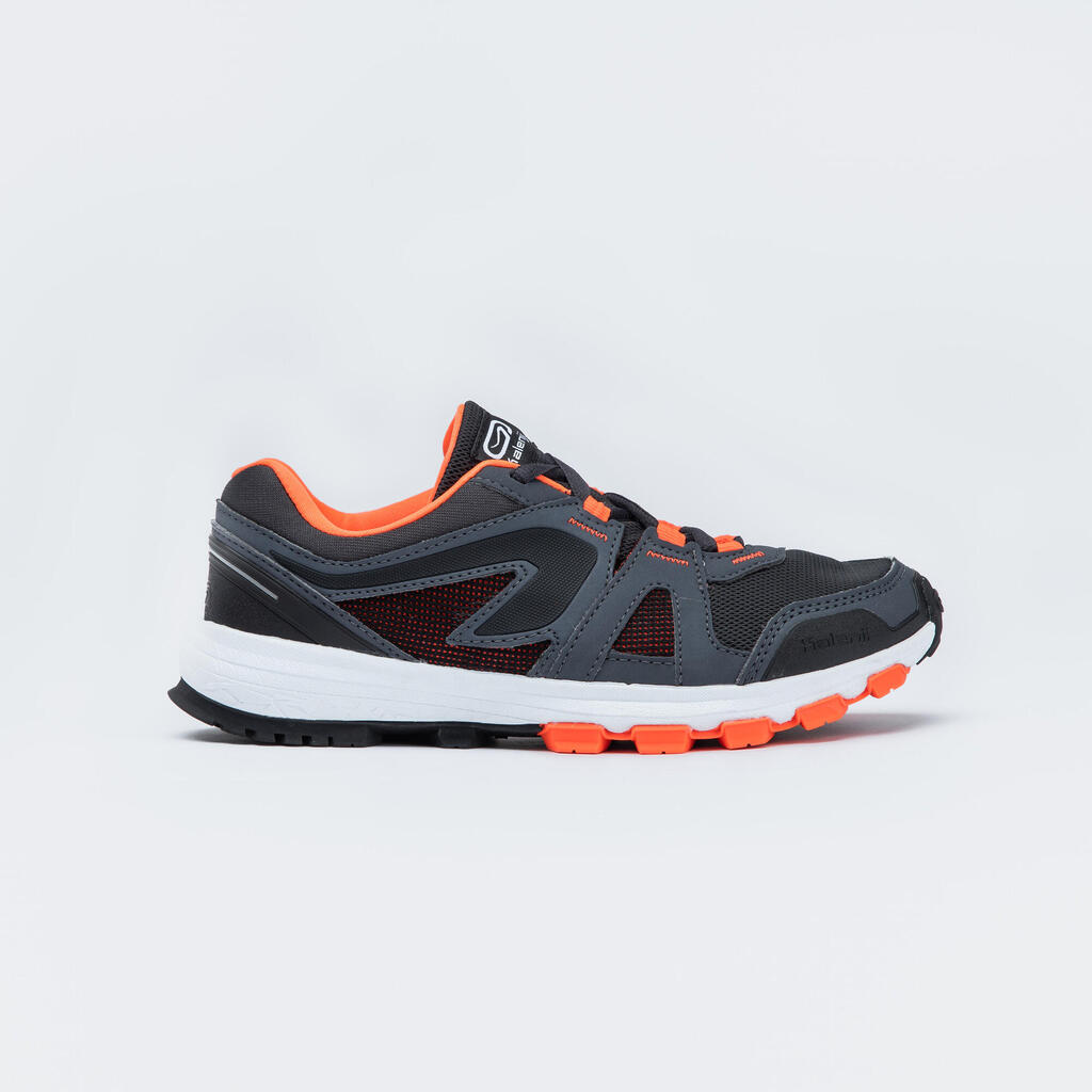 DEČJE PATIKE KIPRUN GRIP ZA TRČANJE I SPORT SIVO-CRNE NEON NARANDŽASTE