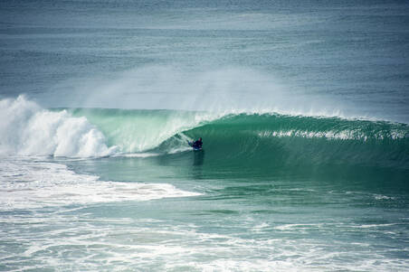 Bodyboard 500 - Biru / oranye dengan Tali Pengikat Bisep