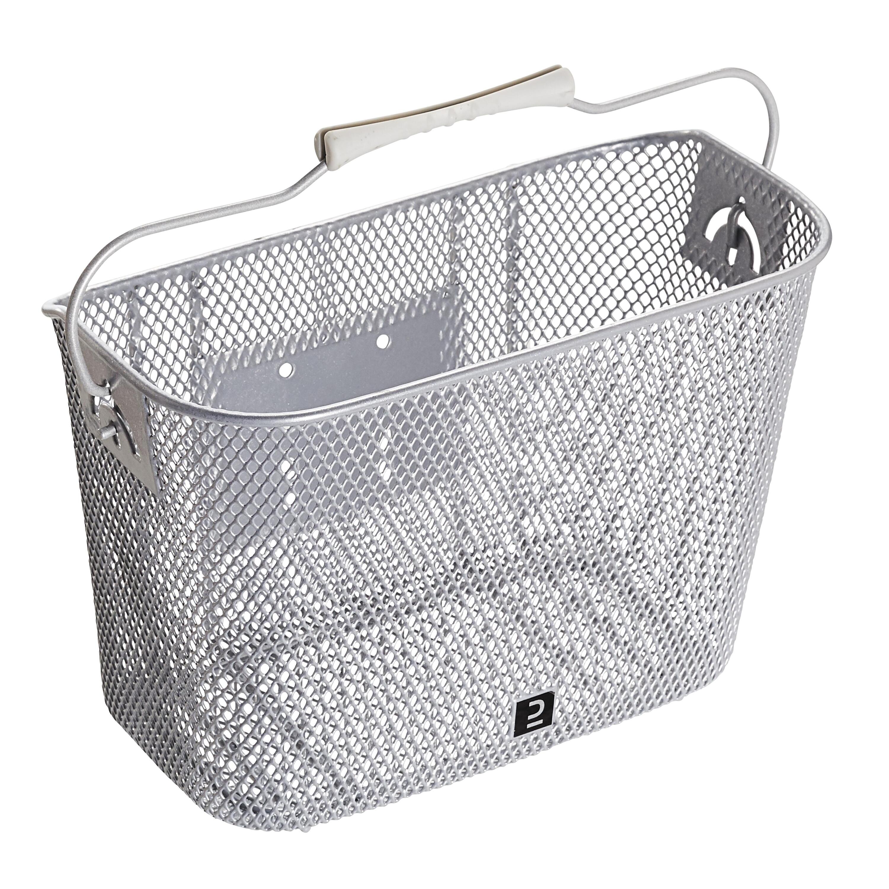 BTWIN Kids' Metal Bike Basket - Grey