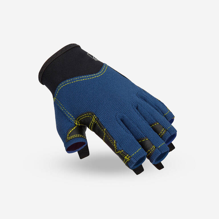 Kids Fingerless Sailing Gloves 500 Dark Blue