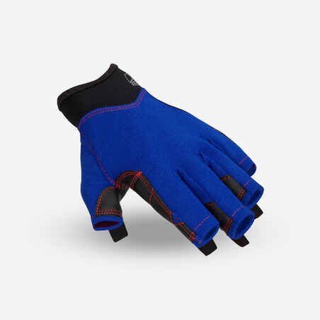 Modre jadralne rokavice brez prstov 500 za odrasle