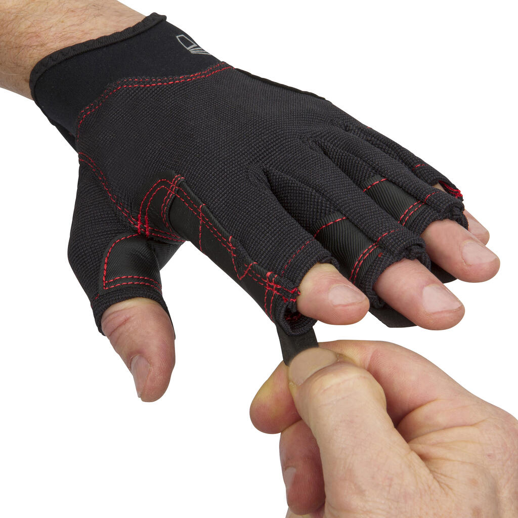 Sailing Adult fingerless gloves 500 - dark grey