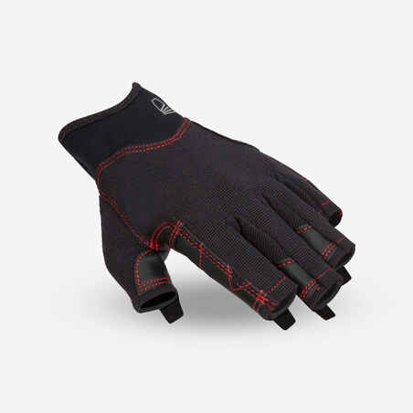 Črne jadralne rokavice brez prstov 500 za odrasle