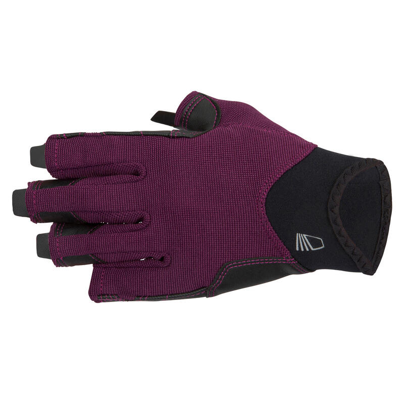 Segelhandschuhe Damen/Herren halbhand 500 violett