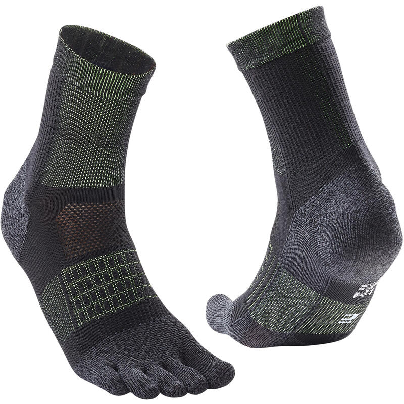 CHAUSSETTES DE RUNNING 5 DOIGTS NOIRES JAUNES