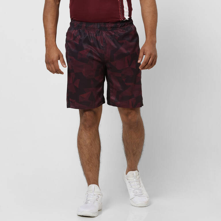 Men's Recycled Polyester Gym Shorts with Zip Pockets - Solid Burgundy