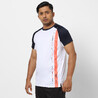 Men Gym T Shirt Polyester White Orange Line