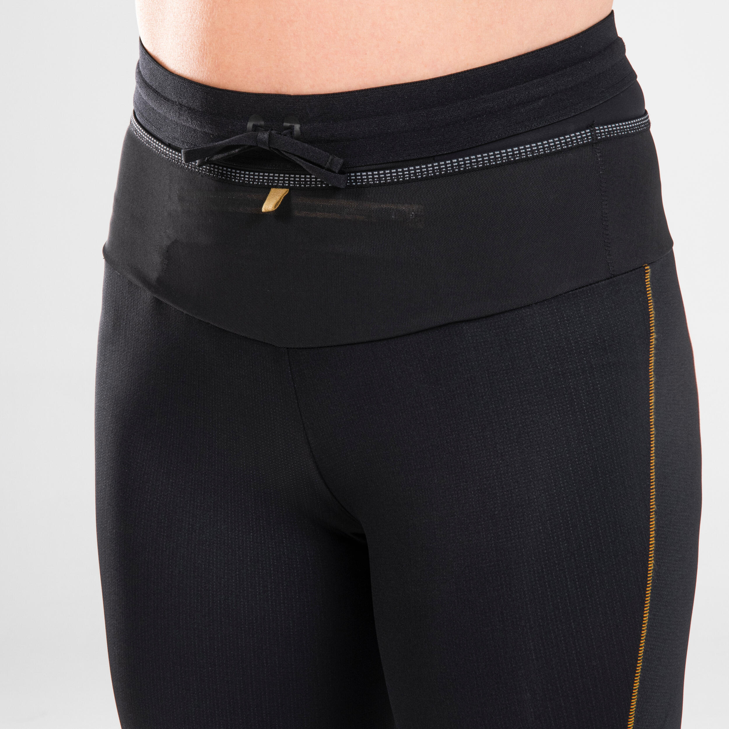 WOMEN'S 3/4 TRAIL RUNNING LEGGINGS EMBOSS - BLACK/BRONZE 4/11